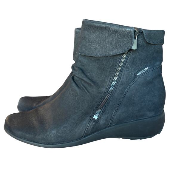 Mephisto Seddy Scrunchy Ankle Boots w Cuffs Matte Black Nubuck Leather size 9.5 - Picture 3 of 16